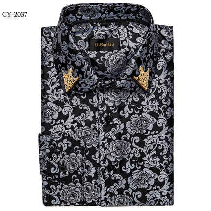 HenanChoice Mens Jacquard Paisley Shirt Long Sleeve Luxury by zapcart
