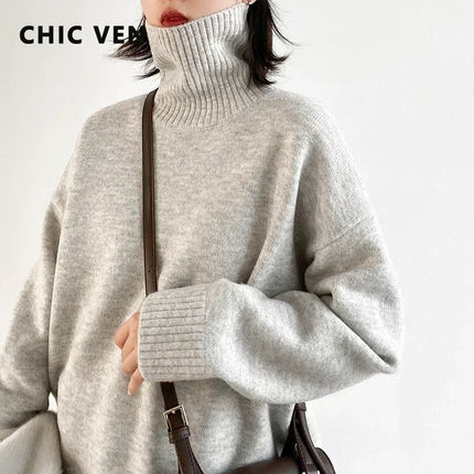 CHIC VEN Korean Womens Sweater Cozy Loose Knit Warm by zapcart
