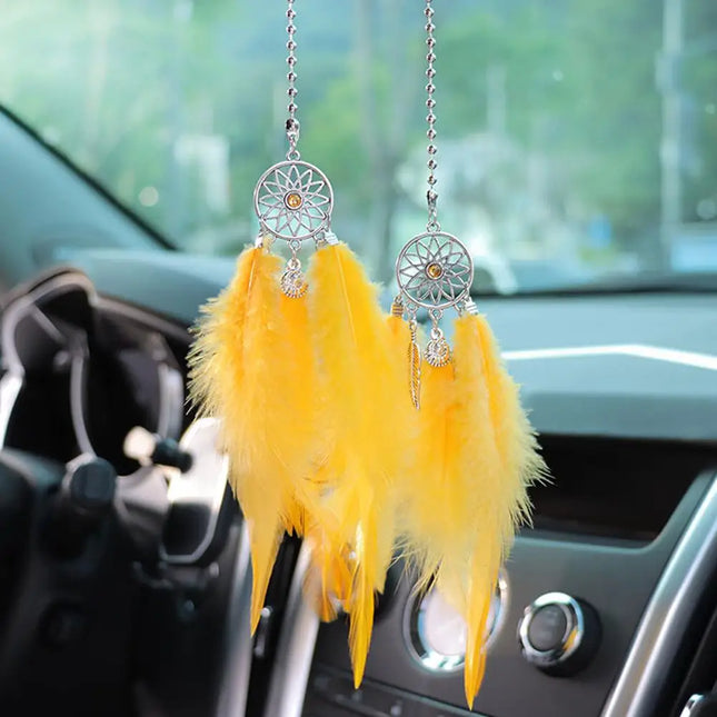 Mini Dream Catcher Car Mirror Hanger Calming Wind Chimes by zapcart