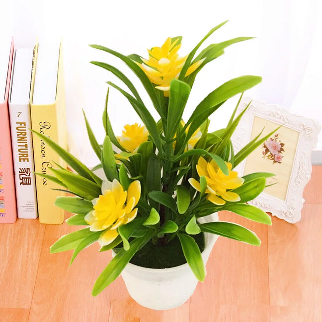 Artificial Flowers Pot Lifelike Low Maintenance Home Decor by zapcart