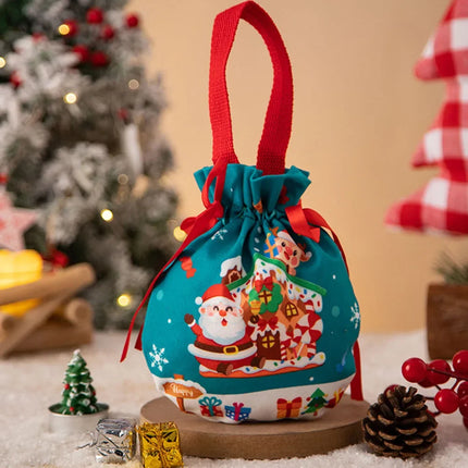Festive Christmas Gift Bag Drawstring Pouch For Parties by zapcart