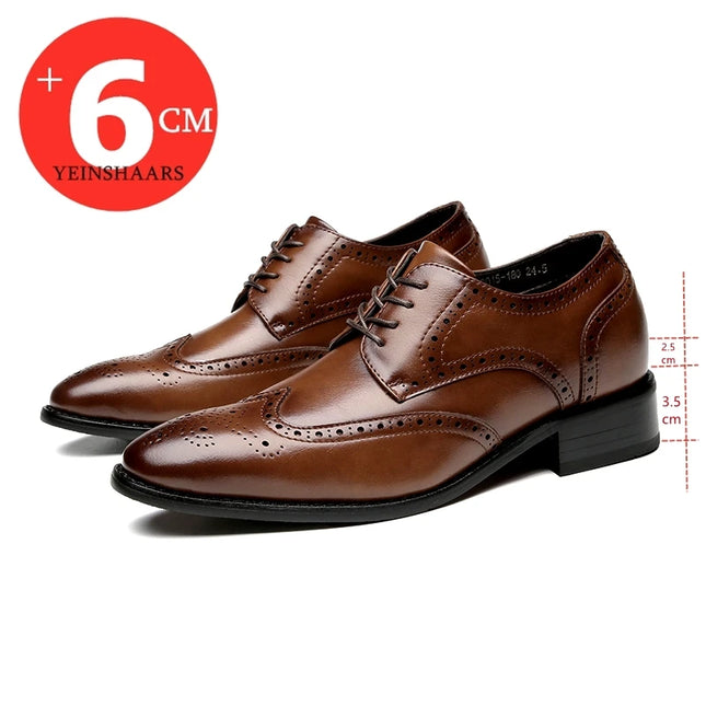FuQiao Genuine Leather Elevator Shoes For Men 6CM Height by zapcart