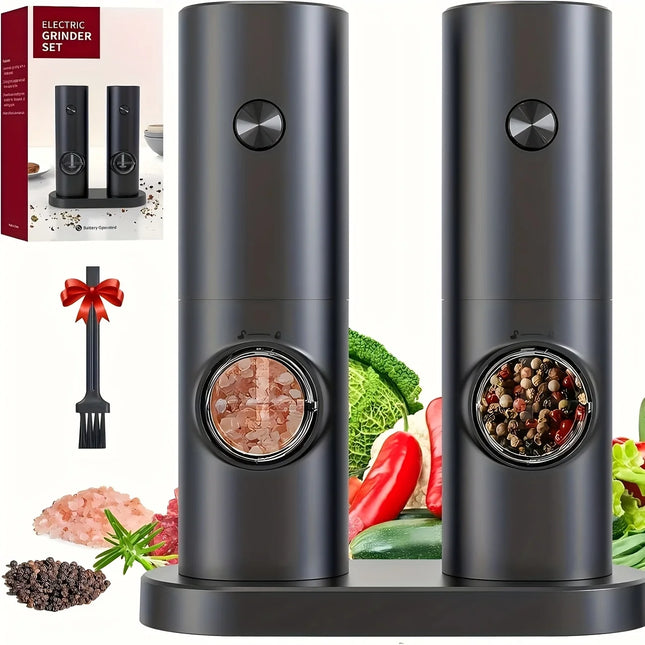 Electric Salt and Pepper Grinder Set, Automatic Pepper mill with battery operated, Adjustable Coarseness, One-handed operation, by zapcart