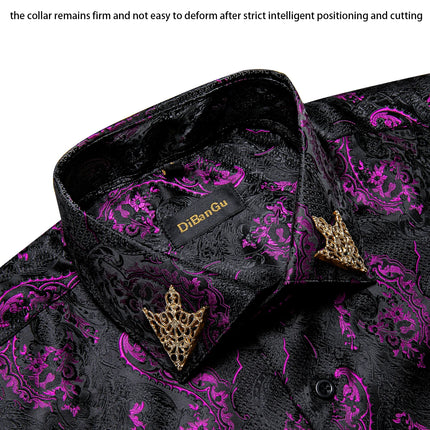 HenanChoice Mens Jacquard Paisley Shirt Long Sleeve Luxury by zapcart