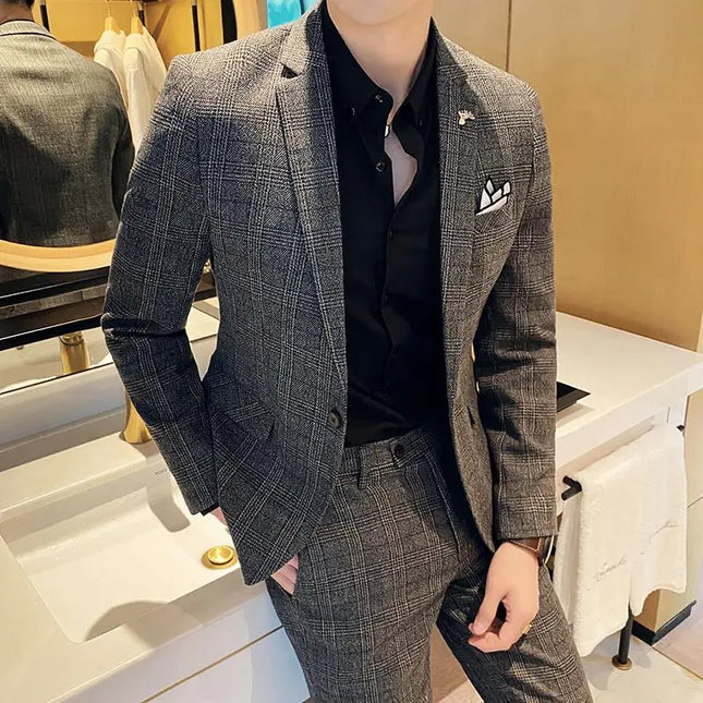 Men's Slim Fit Business Suit CN Sichuan Two Piece Set by zapcart