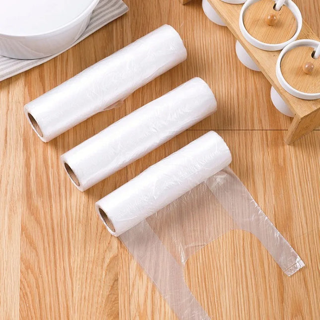 300/100x 3 Sizes Transpare Bag Roll Fresh-keeping with Handle Preservation Bag Disposable Food Saver Bag Kitchen Food Keep Fresh by zapcart