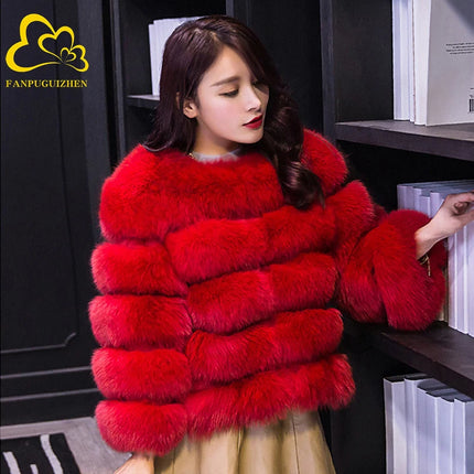 FANPUGUIZHEN Pink Faux Fur Coat For Women Warm And Elegant by zapcart