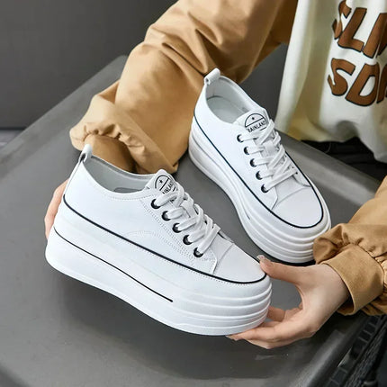 Fujin 8cm Genuine Leather Platform Sneakers For Women by zapcart