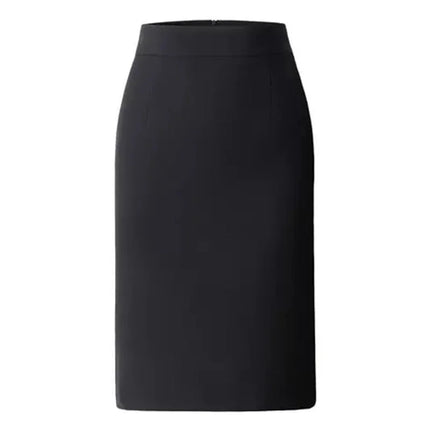 Women Khaki Midi Work Skirt With Slit And High Waist Office by zapcart