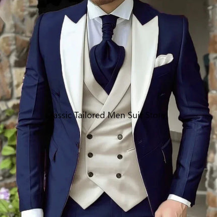 CN Jiangsu Mens 3 Piece Suit Purple Peak Lapel Luxury by zapcart