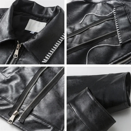 Womens Leather Jacket Synthetic Asymmetric Zip STIWAUP by zapcart