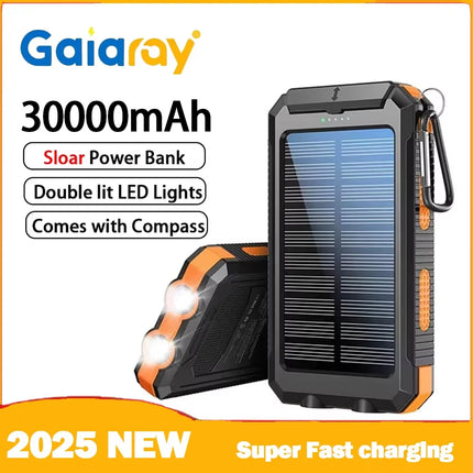 GaiaRay 30000mAh Solar Power Bank Dual USB Waterproof by zapcart