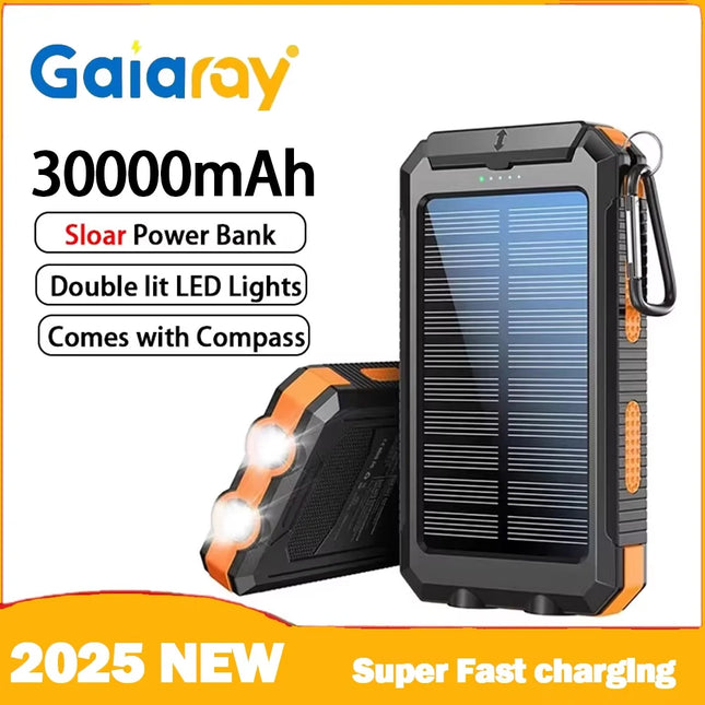 GaiaRay 30000mAh Solar Power Bank Dual USB Waterproof by zapcart