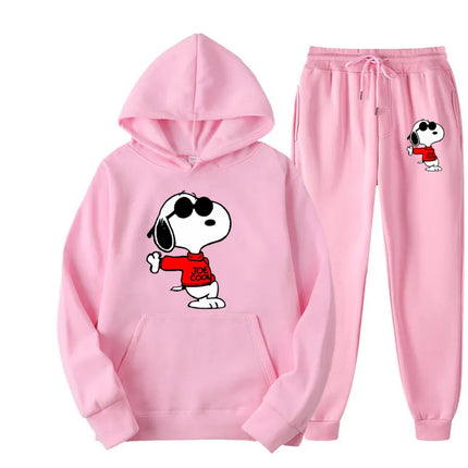 MINISOCN Snoopy Cartoon Hoodie Sweatpants Set For Men by zapcart