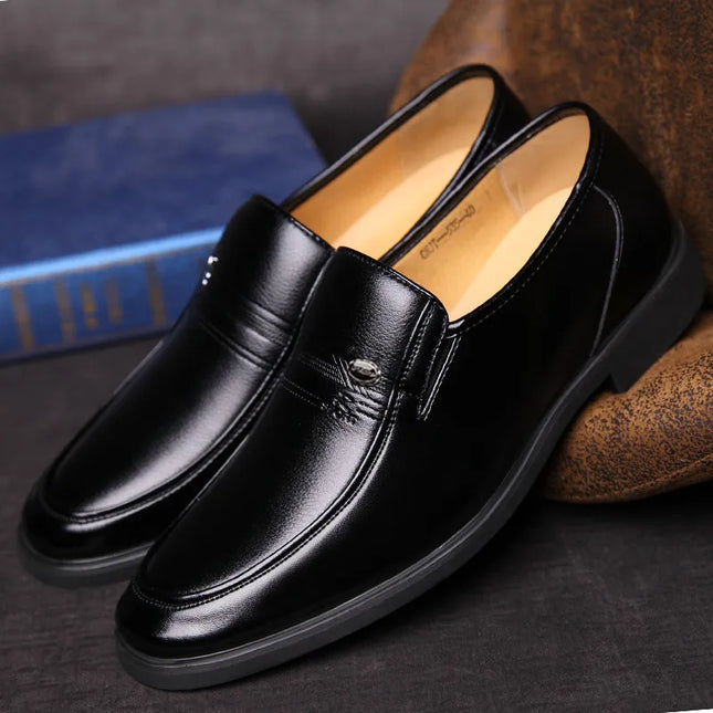 YBQJOO Leather Men Formal Shoes Slip On Loafers Breathable by zapcart