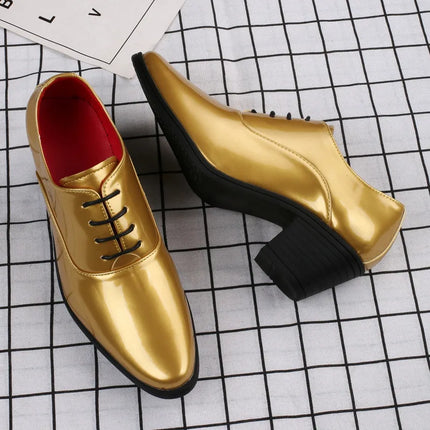 Dcoud Golden Luxury Leather Shoes Men Pointed Toe Wedding by zapcart