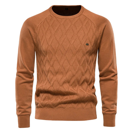 AIOPESON Argyle Basic Mens Sweater O Neck Knit Warm by zapcart