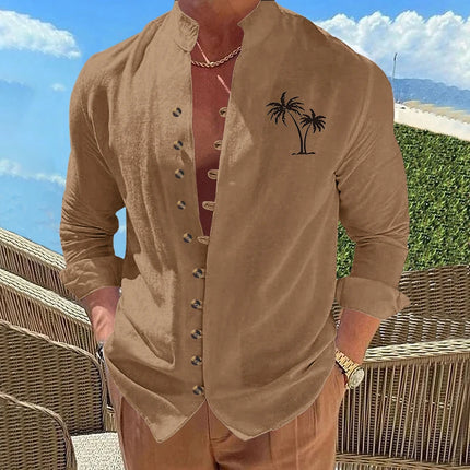 Men Casual Long Sleeve Solid Color Shirt CN Zhejiang by zapcart