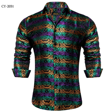 HenanChoice Mens Jacquard Paisley Shirt Long Sleeve Luxury by zapcart
