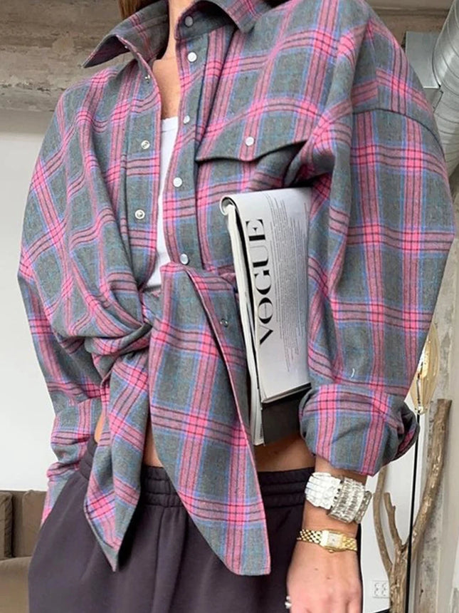 Mueyaruho Oversized Plaid Shirt For Women Relaxed Fit by zapcart
