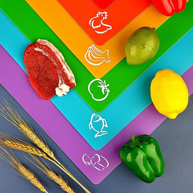 Colorful Flexible Non Slip Cutting Mats 6Pcs Icons Kitchen by zapcart