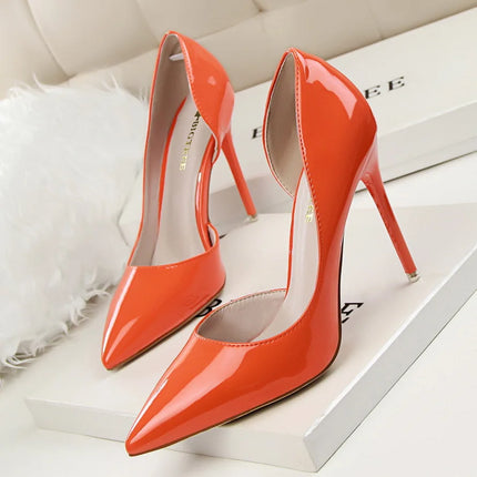 Glossy Korean Patent Leather Stiletto Heels Women Comfort by zapcart