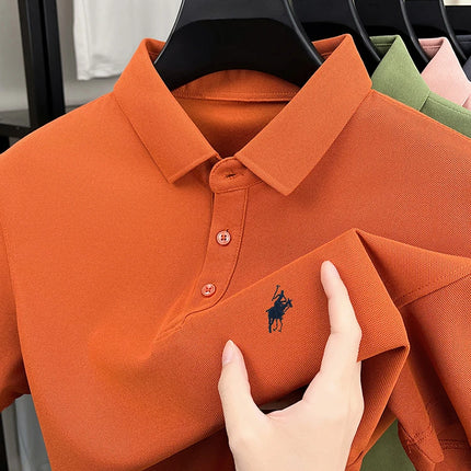 Men's Polo Shirt Embroidered Pony CN Zhejiang Breathable by zapcart
