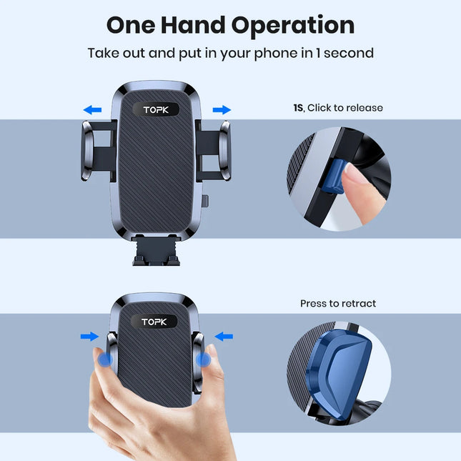 TOPK Car Phone Holder Gravity Clamp For All Phones Pro by zapcart