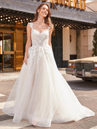 Luxury Lace Wedding Dress Illusion Top Ball Gown Bride by zapcart