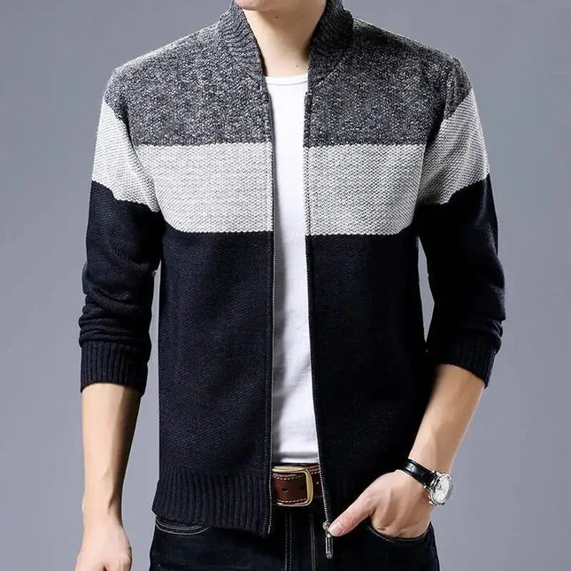 Wanansncn Mens Cardigan Keep Warm Colorblock Knit Coat by zapcart