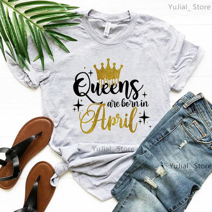 Queen Are Born In January To December Bold Graphic Tee Women by zapcart