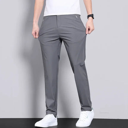 CN Guangdong Men Elastic Quick Dry Ice Silk Trousers by zapcart