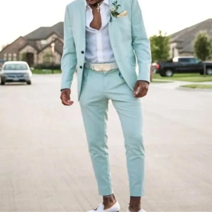Buttons Beach Wedding Suit For Men Slim Fit Blazer Elegant by zapcart