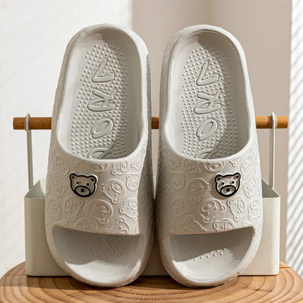 Mens Slippers Little Bear Print Non Slip Indoor Comfort Dorm