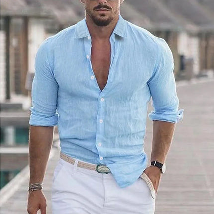 CN Jiangxi Mens Cotton Linen Shirt Loose Fit Breathable by zapcart