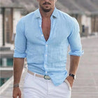 CN Jiangxi Mens Cotton Linen Shirt Loose Fit Breathable by zapcart