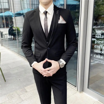 Mens Slim Fit Three Piece Suit CN Sichuan Wedding Ready by zapcart