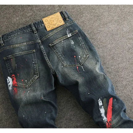 AnhuiChoice Mens Jeans Slim Fit Retro Washed Ripped Hip Hop by zapcart