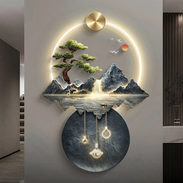 Modern Background Landscape Painting LED Wall Lamp For Living Room Corridor Home Decoration Mural Light Remote Control Lighting by zapcart