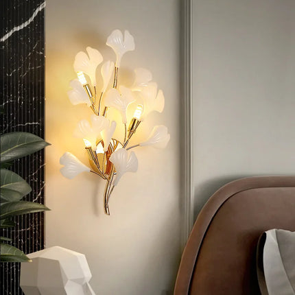 IWP Romantic Flowers LED Wall Lamp Gold Sconce For Foyer