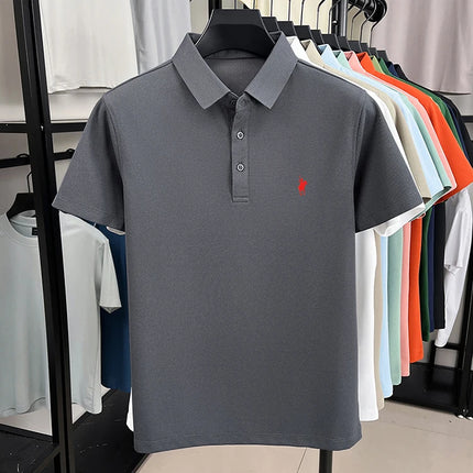Men's Polo Shirt Embroidered Pony CN Zhejiang Breathable by zapcart