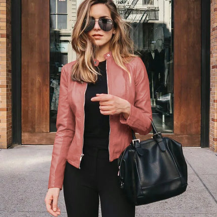 Chic Lady Slim Fit Faux Leather Jacket Women Moto Biker PU by zapcart