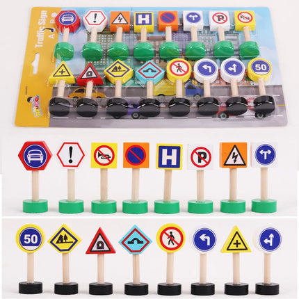 Wooden Children's City Traffic Road Signs Signboards Safety Awareness Scene Building Blocks Early Education Educational Toys by zapcart