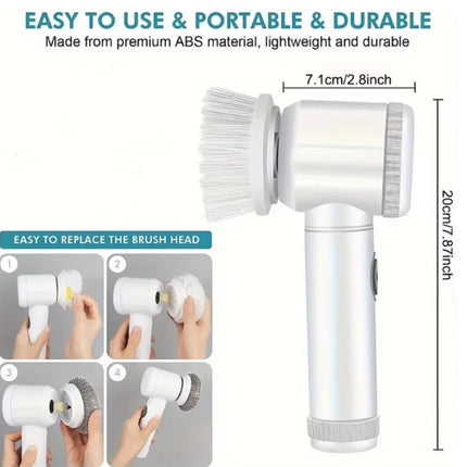 Electric Spin Scrubber, Electric scrubber with 8 Replaceable Brush Heads & Detachable Extension Handle, Power spin scrubber cord by zapcart