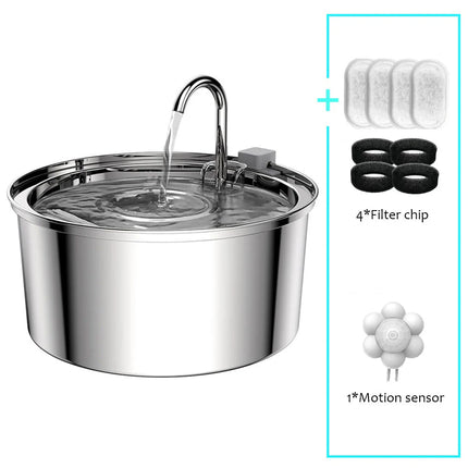 ZYfeeder Cat Water Fountain Usb Quiet Stainless Steel