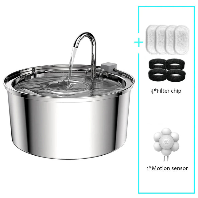 ZYfeeder Cat Water Fountain Usb Quiet Stainless Steel
