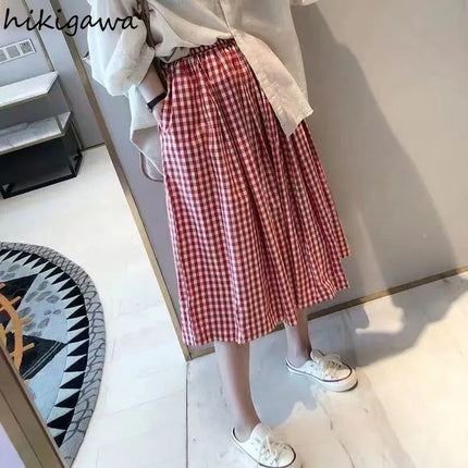 Plaid High Waist Swing Skirt For Women Vintage Chic by zapcart