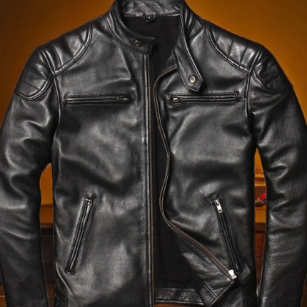 Others Mens Thick Cotton Lined Motorcycle Jacket Winter by zapcart
