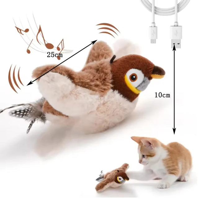 Interactive Cat Toy – Flapping Plush Bird with Catnip, Rechargeable & Touch-Activated by zapcart