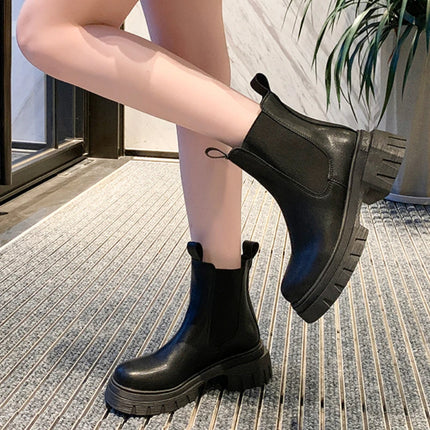 BCEBYLCN Women Round Toe Chelsea Boots Low Heel Breathable